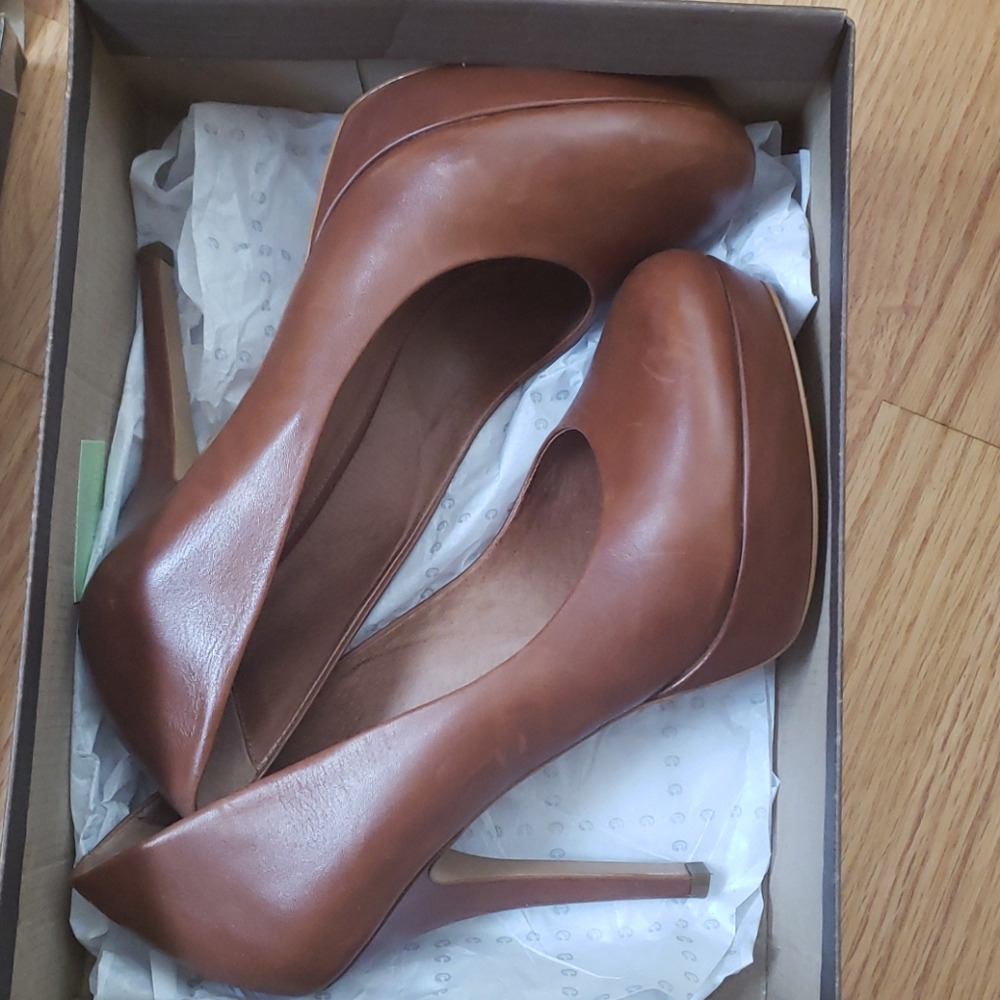 Tan platform heels